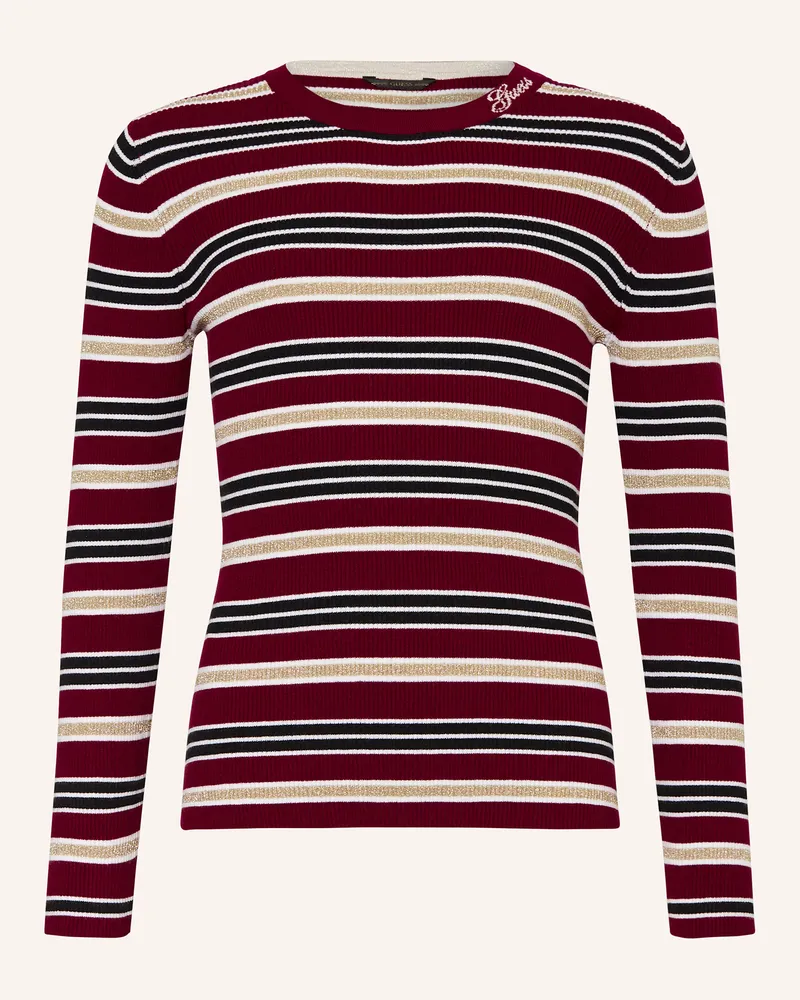 Guess Longsleeve mit Glitzergarn Dunkelrot