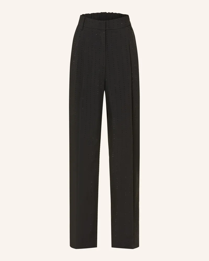 Mrs & HUGS Marlenehose mit Schmucksteinen Schwarz