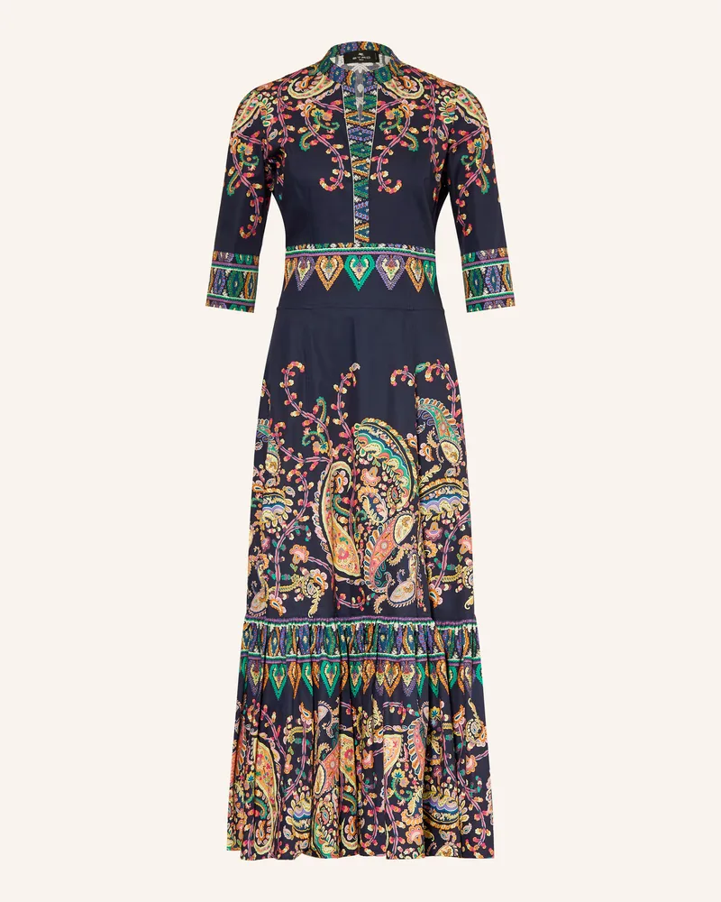 Etro Kleid mit 3/4-Arm und Rüschen Dunkelblau