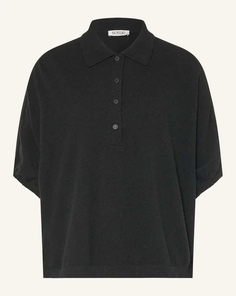 SoSUE Strick-Poloshirt Mit Merinowolle schwarz Schwarz