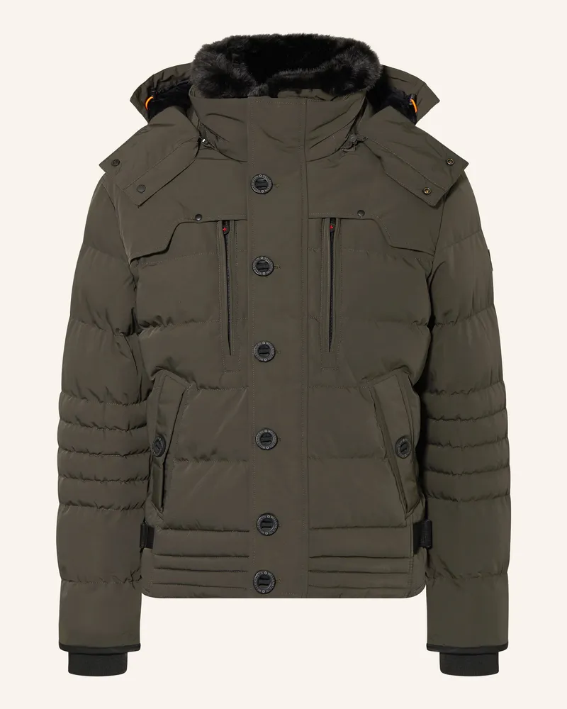 Wellensteyn Steppjacke STARSTREAM mit abnehmbarem Kragen und Kapuze Khaki