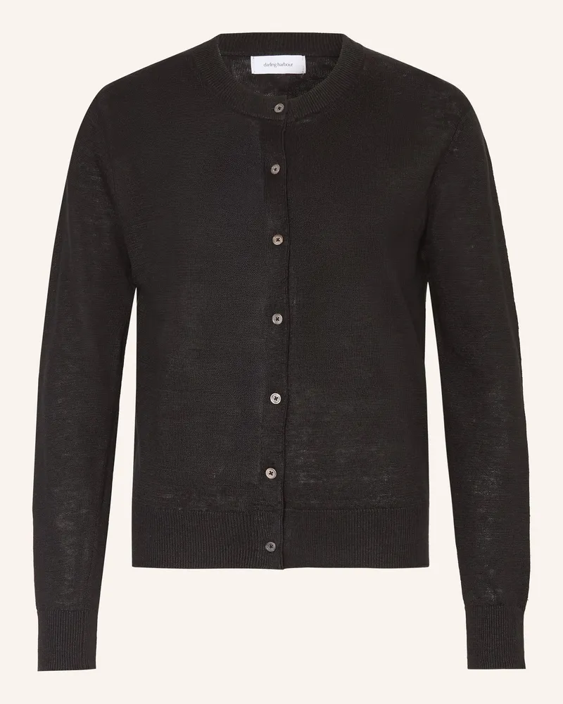 Darling Harbour Strickjacke aus Leinen Black