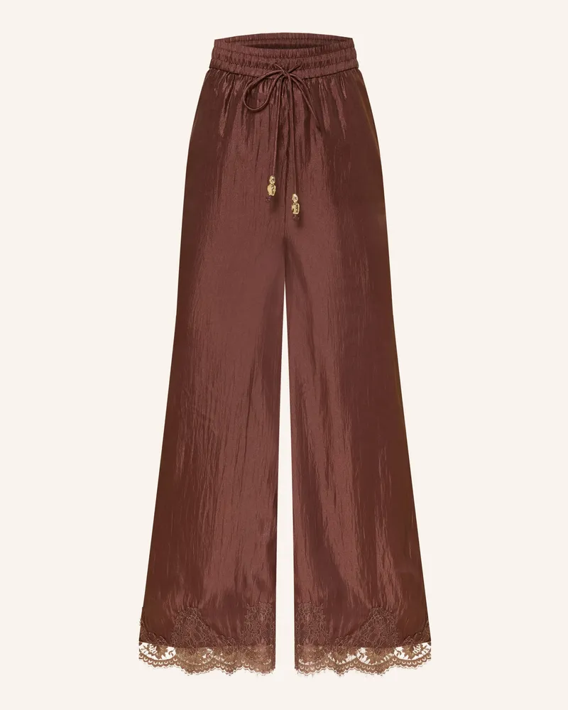 Aje. Satinhose Ophelia Mit Spitze braun Dunkelbraun
