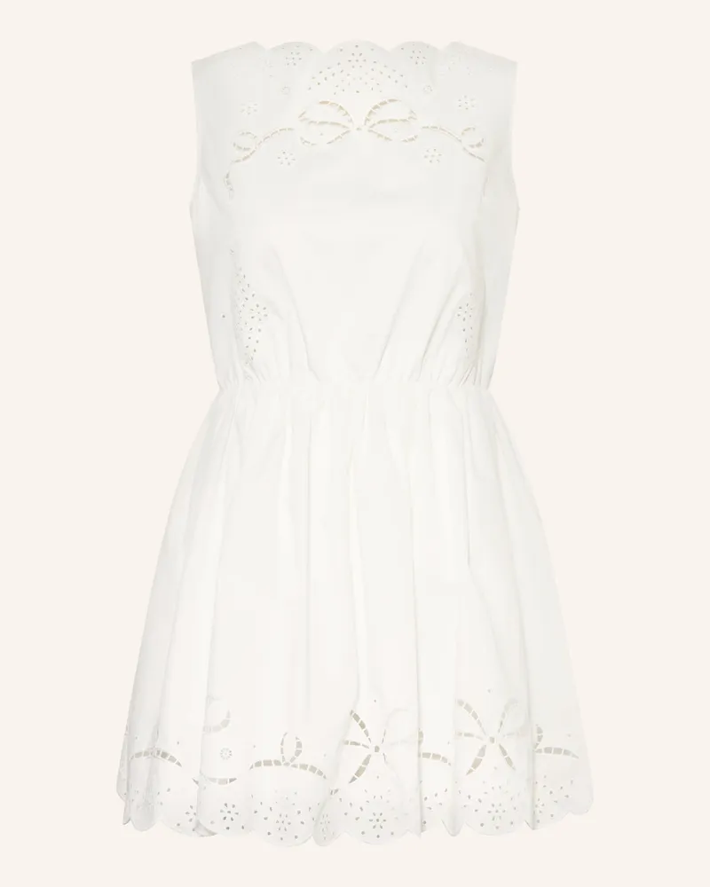 Self-Portrait Kleid mit Lochspitze Weiss