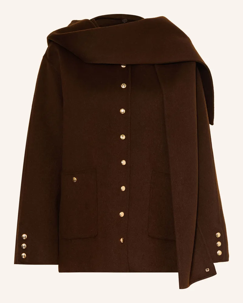 Maje Kastenjacke Mit Abnehmbarem Schal braun Dunkelbraun