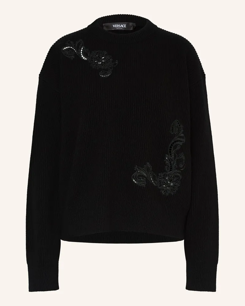 Versace Pullover mit Pailletten Schwarz