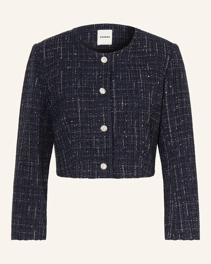 Sandro Kastenjacke Mit Glitzergarn Und Pailletten blau Dunkelblau