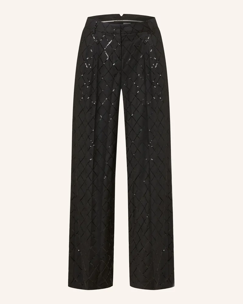 ROTATE Birger Christensen Marlenehose mit Pailletten Schwarz