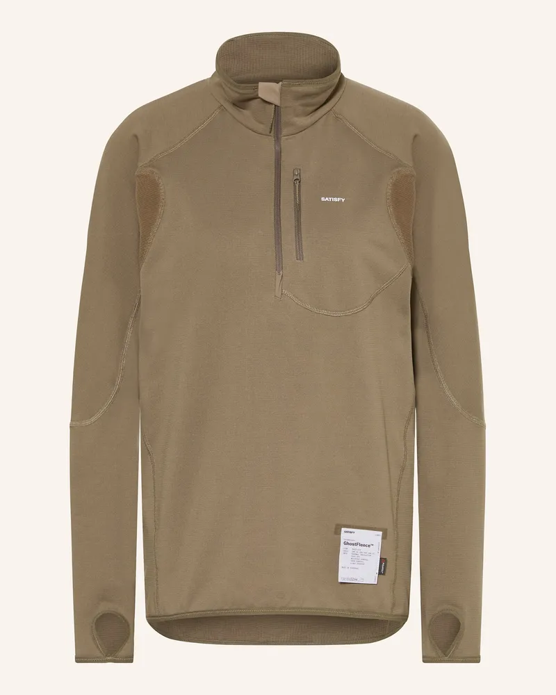 Satisfy Laufshirt GHOSTFLEECE™ HALF ZIPP Taupe