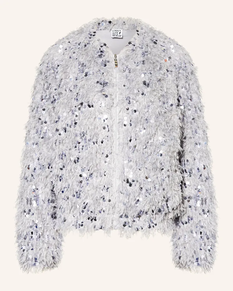 Emily van den Bergh Strick-Blouson mit Pailletten Hellgrau