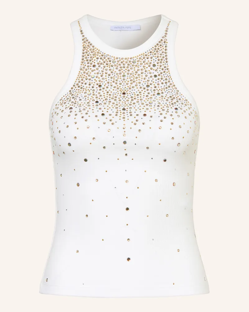 Patrizia Pepe Top mit Schmucksteinen Weiss