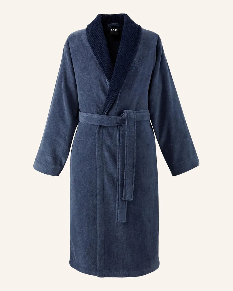 HUGO BOSS Bademantel Doubleb blau Grau