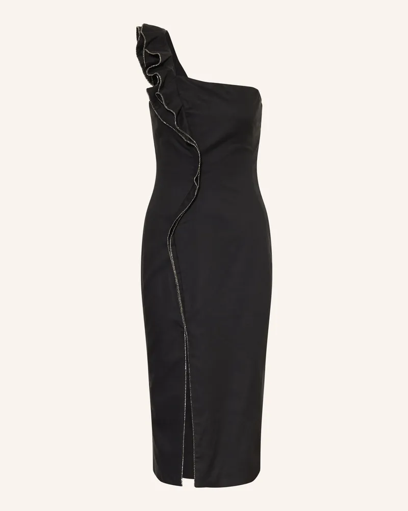 ba&sh One-Shoulder-Kleid Silla Mit Schmucksteinen Und Volants schwarz Schwarz