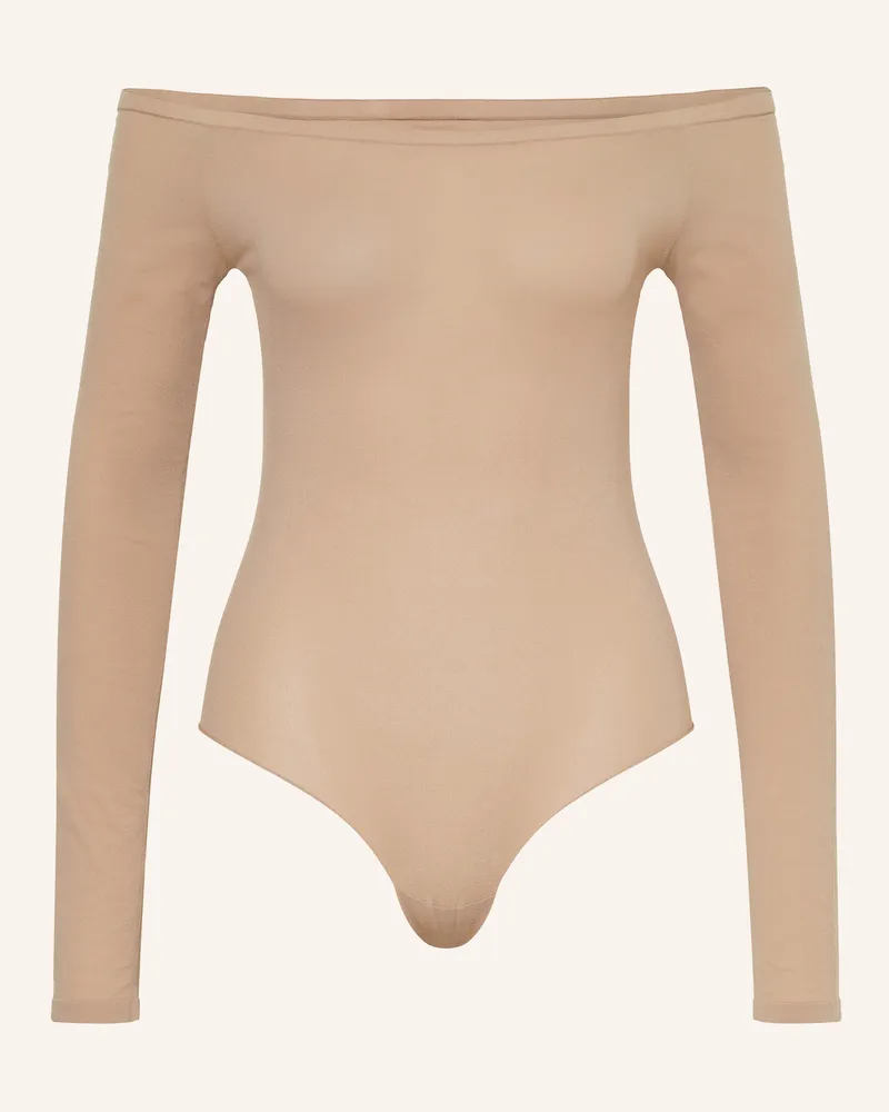 Alaïa Off-Shoulder-Body braun Camel