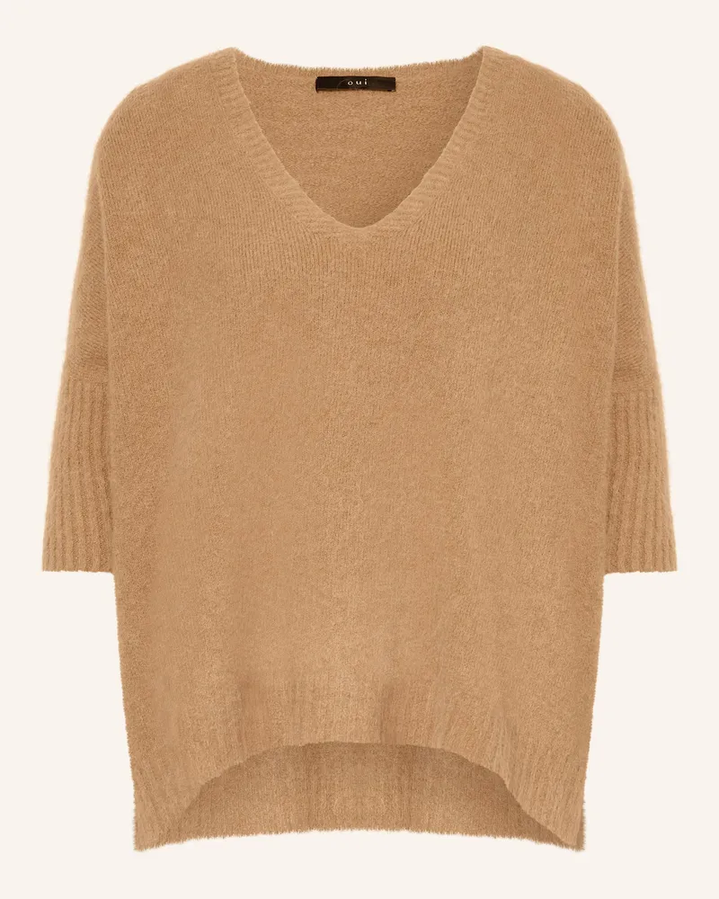 Oui  Pullover mit 3/4-Arm Cognac
