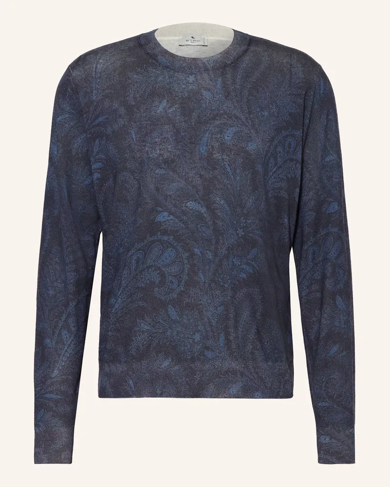 Etro Pullover mit Seide und Cashmere Dunkelblau