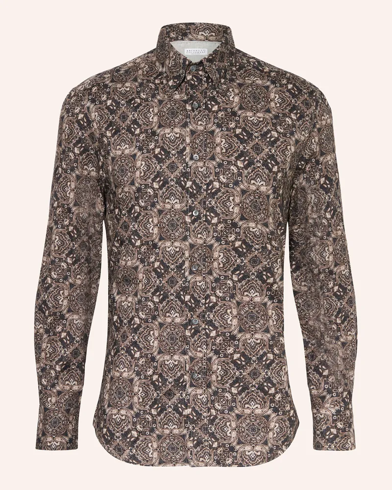 Brunello Cucinelli Hemd Slim Fit Dunkelbraun