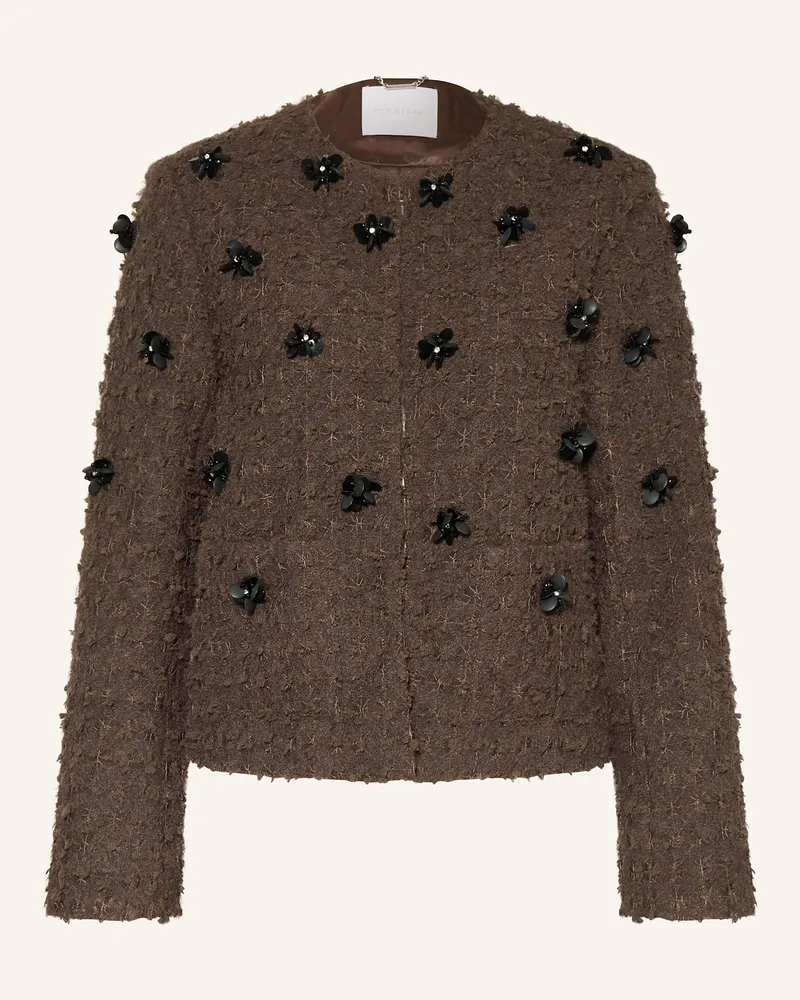 Rich&Royal Kastenjacke mit Schmucksteinen Dunkelbraun