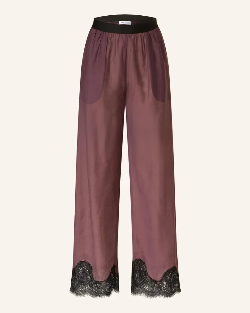 Mrs & HUGS Marlenhose Mit Spitze lila Altrosa
