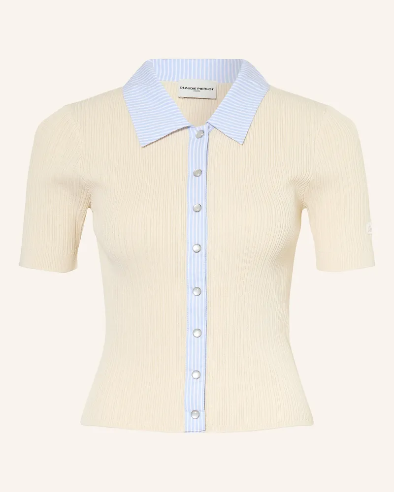 Claudie Pierlot Strickjacke im Materialmix Ecru