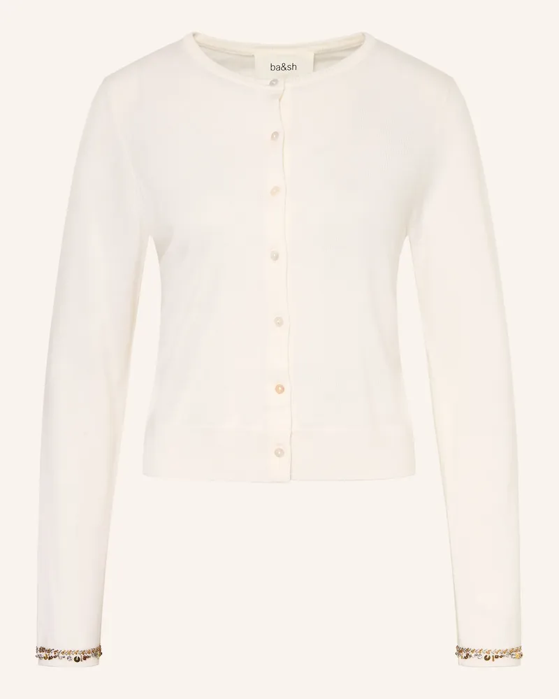 ba&sh Strickjacke Bijot Mit Schmucksteinen Und Pailletten weiss Creme