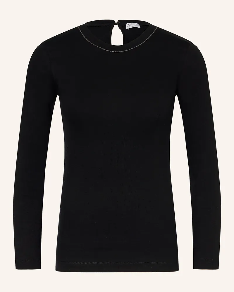 Brunello Cucinelli Longsleeve mit Schmuckperlen Schwarz