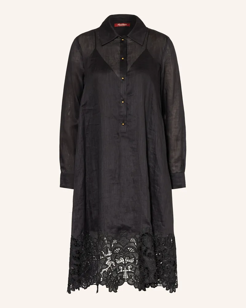 Max Mara Hemdblusenkleid MELA mit Lochspitze Schwarz