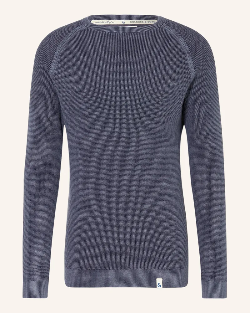 colours & sons Pullover blau Blaugrau