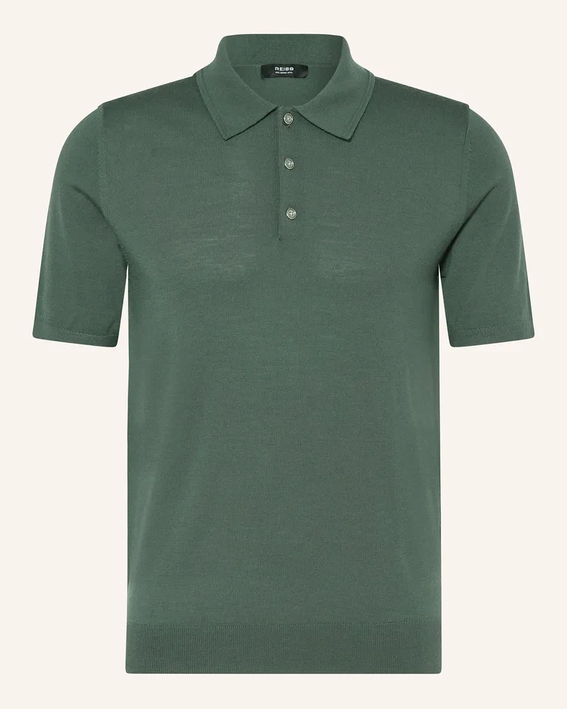 Reiss Strick-Poloshirt MANOR aus Merinowolle Dunkelgrün