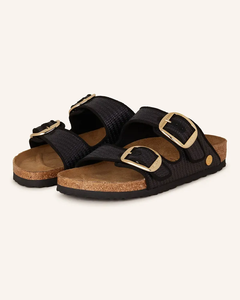Birkenstock Pantoletten ARIZONA BIG BUCKLE RAFFIA Schwarz