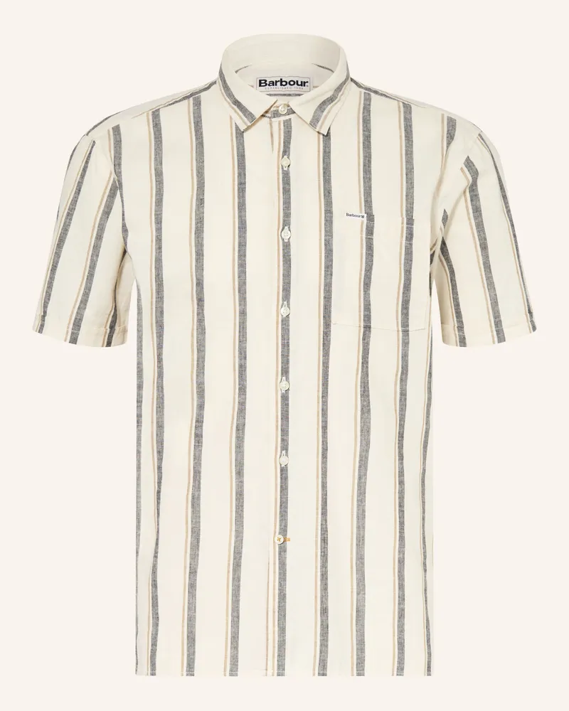 Barbour Kurzarm-Hemd Barkend Relaxed Fit Mit Leinen weiss Beige