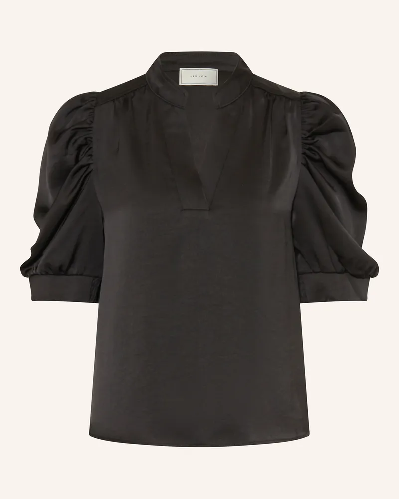 Neo Noir Blusenshirt ROELLA aus Satin Schwarz