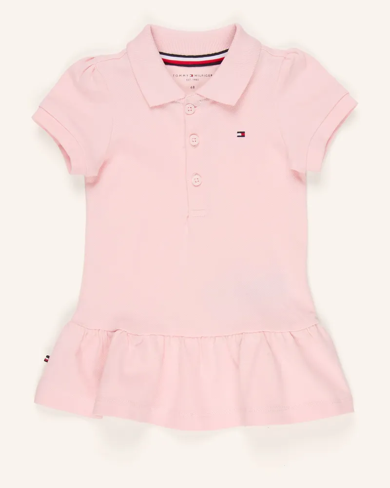 Tommy Hilfiger Piqué-Polokleid mit Rüschen Hellrosa