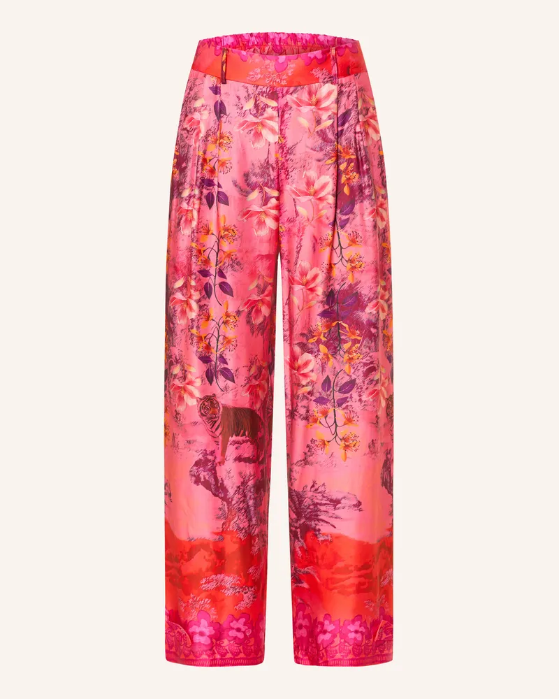 Miss Goodlife Marlenehose PINK TIGER aus Satin Pink