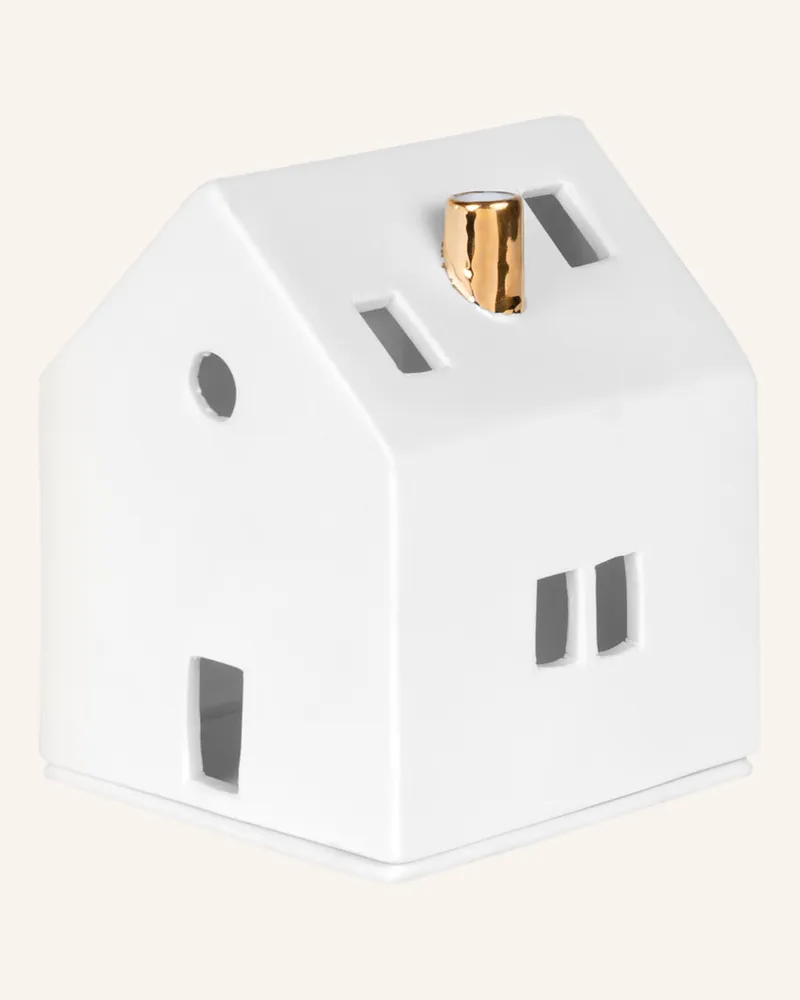 räder Dekofigur LICHTHAUS GOLDENDER SCHORNSTEIN mit Teelichthalter Weiss