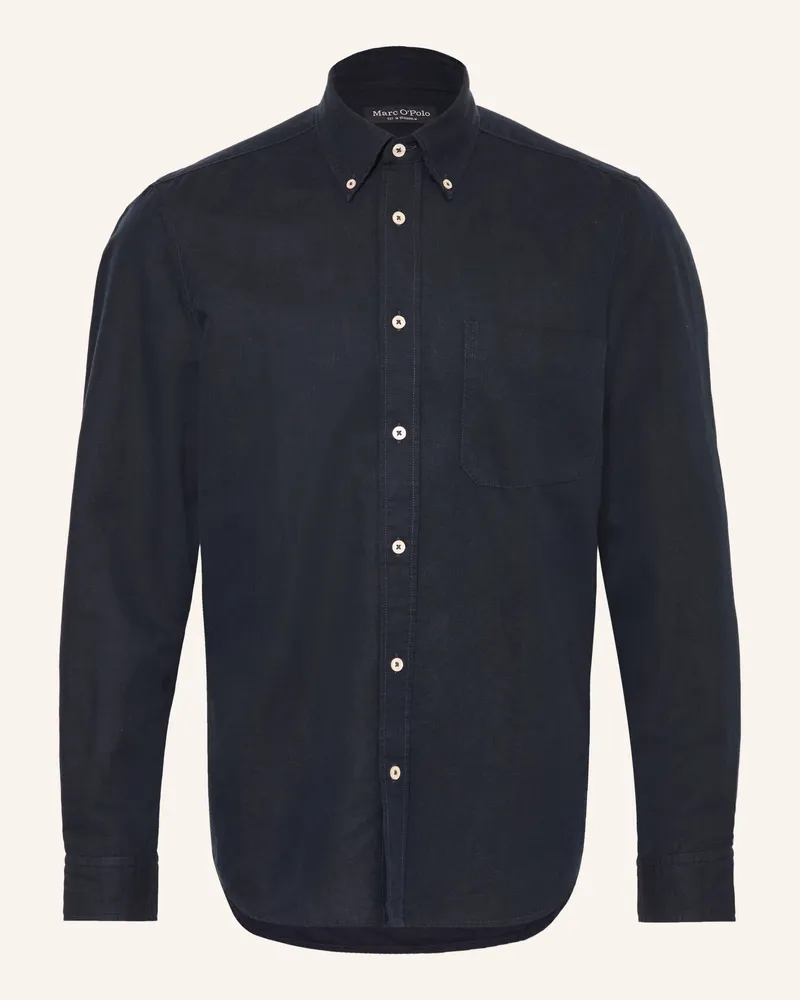 Marc O'Polo Hemd Regular Fit Mit Leinen blau Dunkelblau