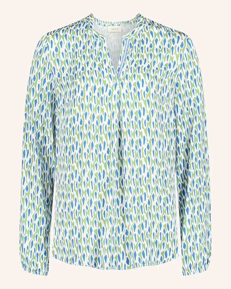 Cartoon Blusenshirt gruen Weiss