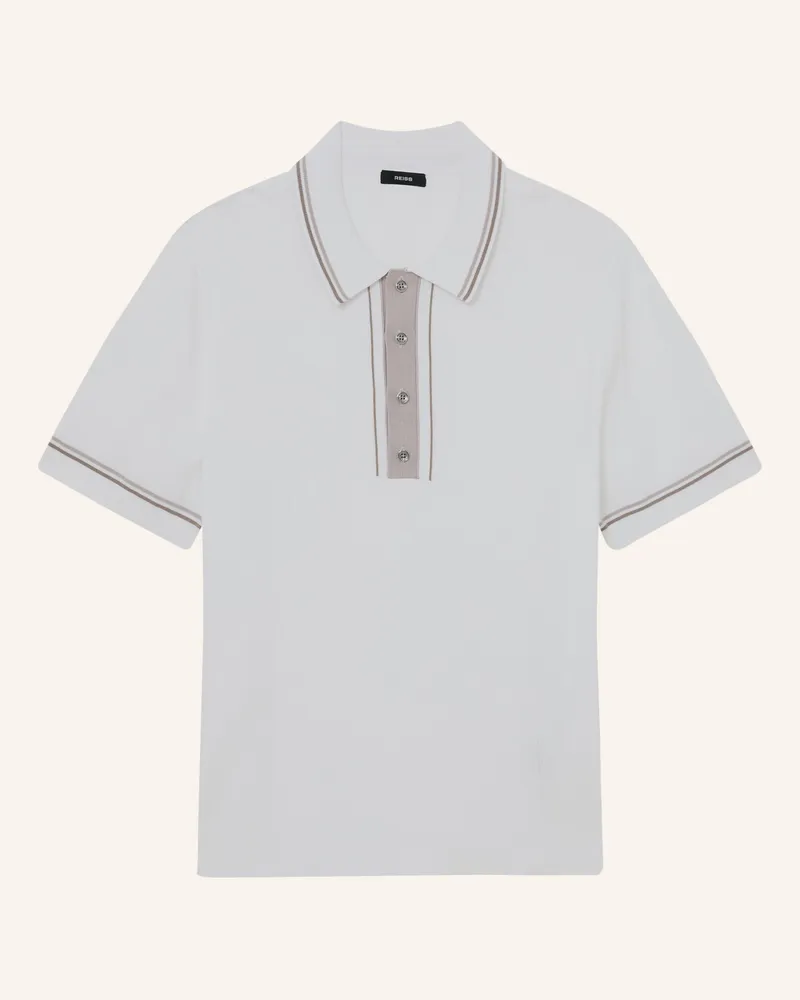 Reiss Strick-Poloshirt Rothwell weiss Creme