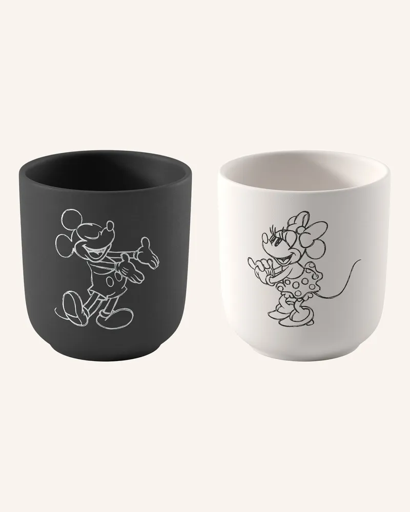 Villeroy & Boch Kaffeebecher, 2-Teilig Manufacture Rock - Mickey Mouse schwarz Schwarz