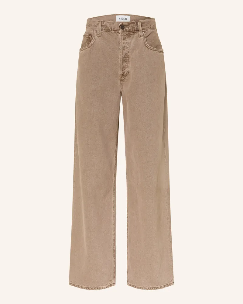 AGOLDE Wide Leg Jeans Low Slung Baggy braun Trail