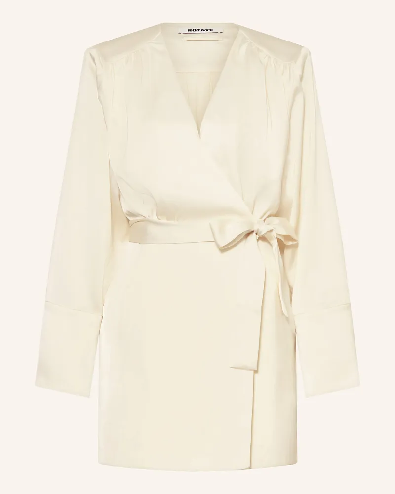 ROTATE Birger Christensen Wickelkleid aus Satin Creme