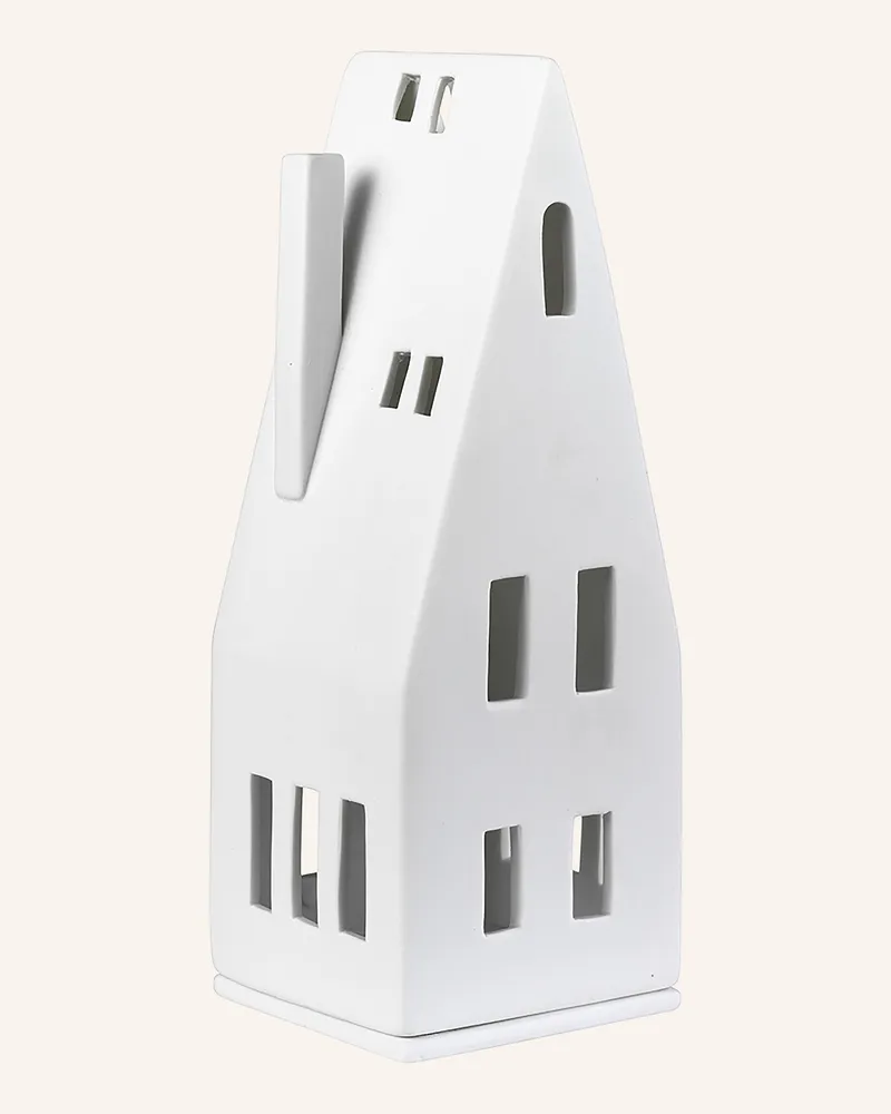 räder Dekofigur LICHTHAUS SPITZDACH LARGE mit Teelichthalter Weiss