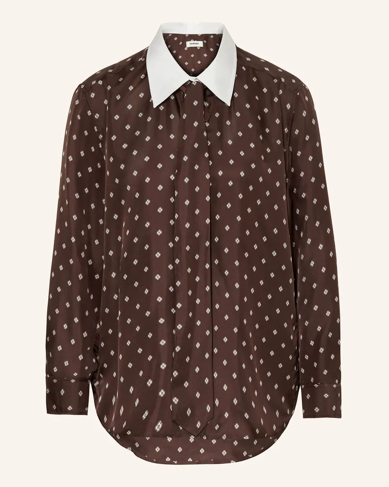 Sandro Schluppenbluse aus Seide Dunkelbraun