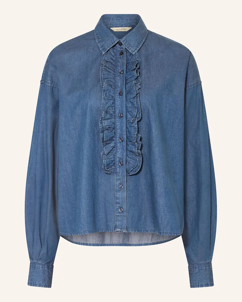 Herrlicher Jeansbluse LYNELLA mit Rüschen Blau