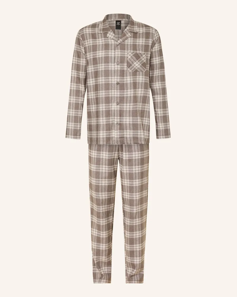 Calida Schlafanzug Relax Flannel Mood Aus Flanell braun Braun