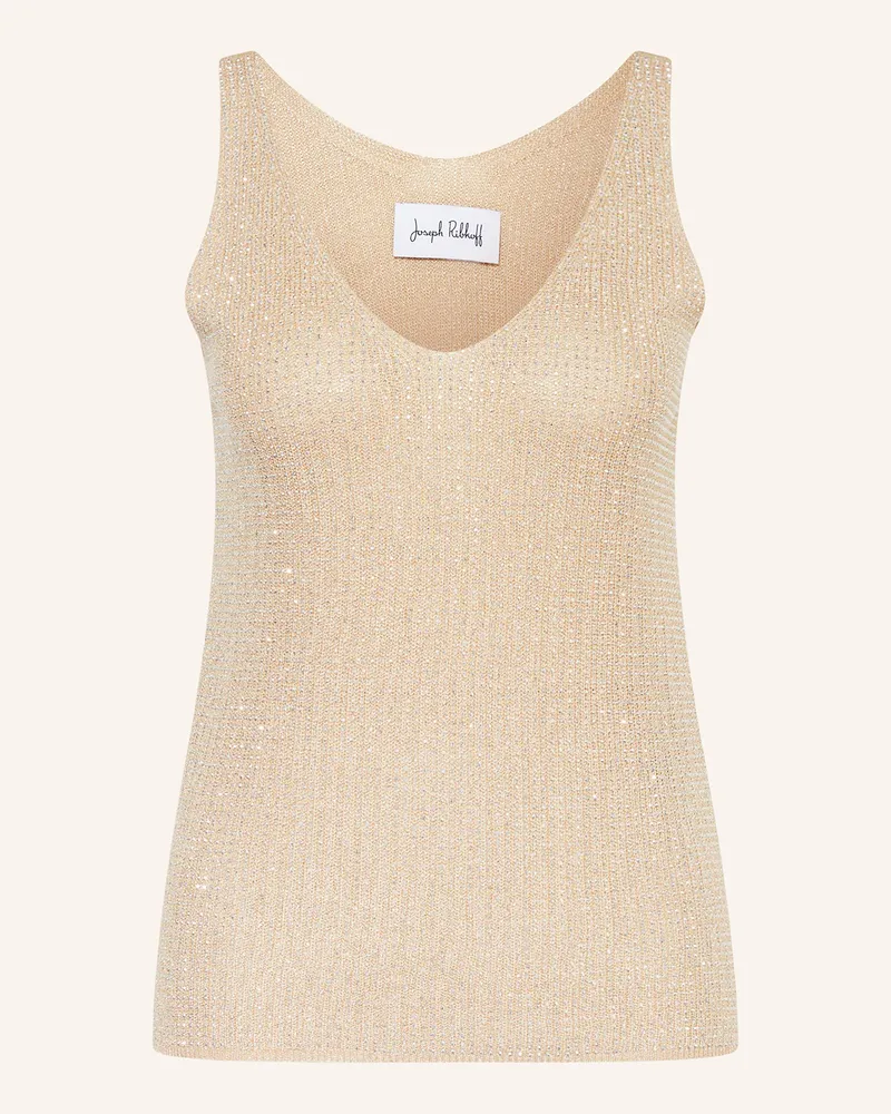 Joseph Ribkoff Stricktop mit Glitzergarn und Schmucksteinen Beige