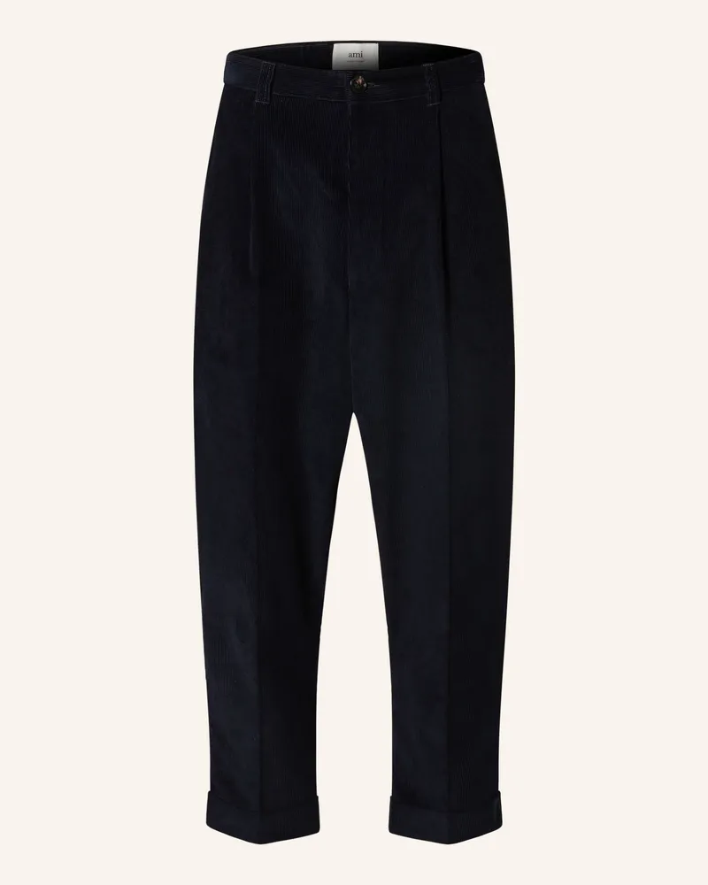 AMI Paris Cordhose mit verkürzter Beinlänge Dunkelblau