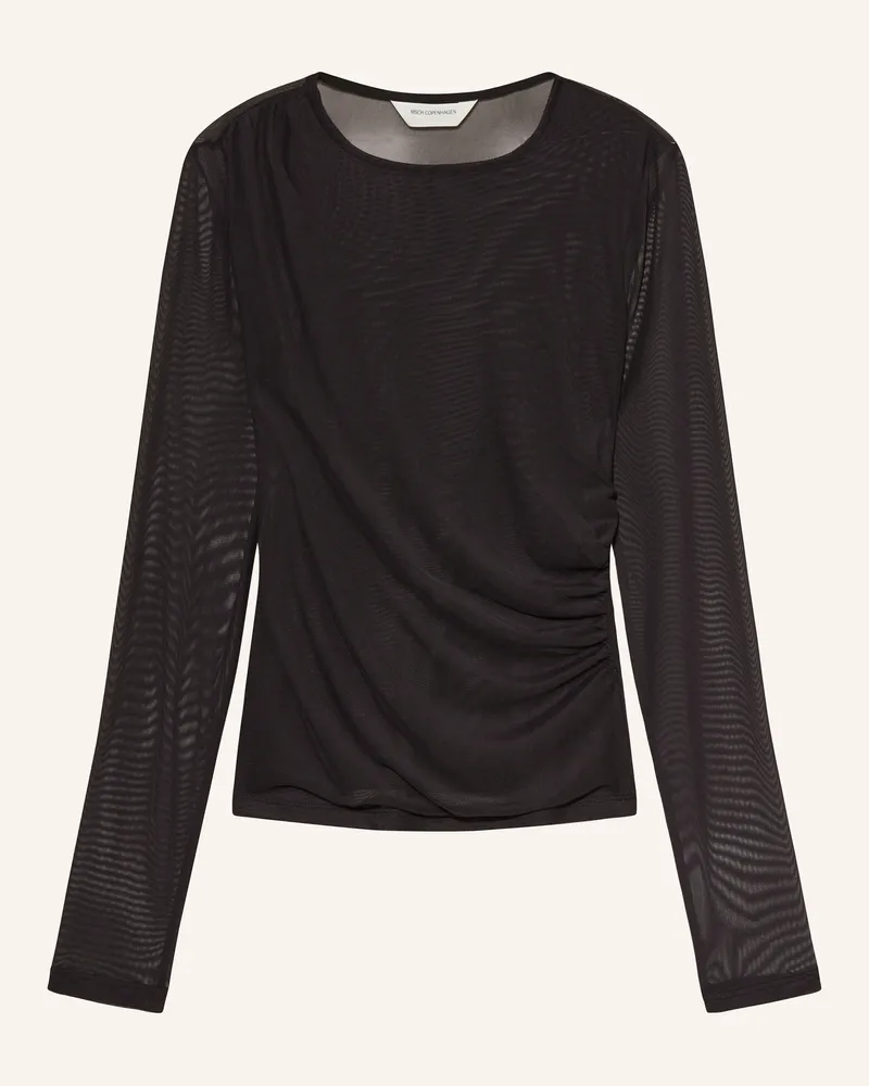 MOSS COPENHAGEN Longsleeve MSCHAMADINE aus Mesh Schwarz