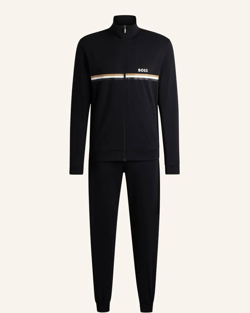 HUGO BOSS Pyjama-Set Long Set 1 Regular Fit schwarz Schwarz