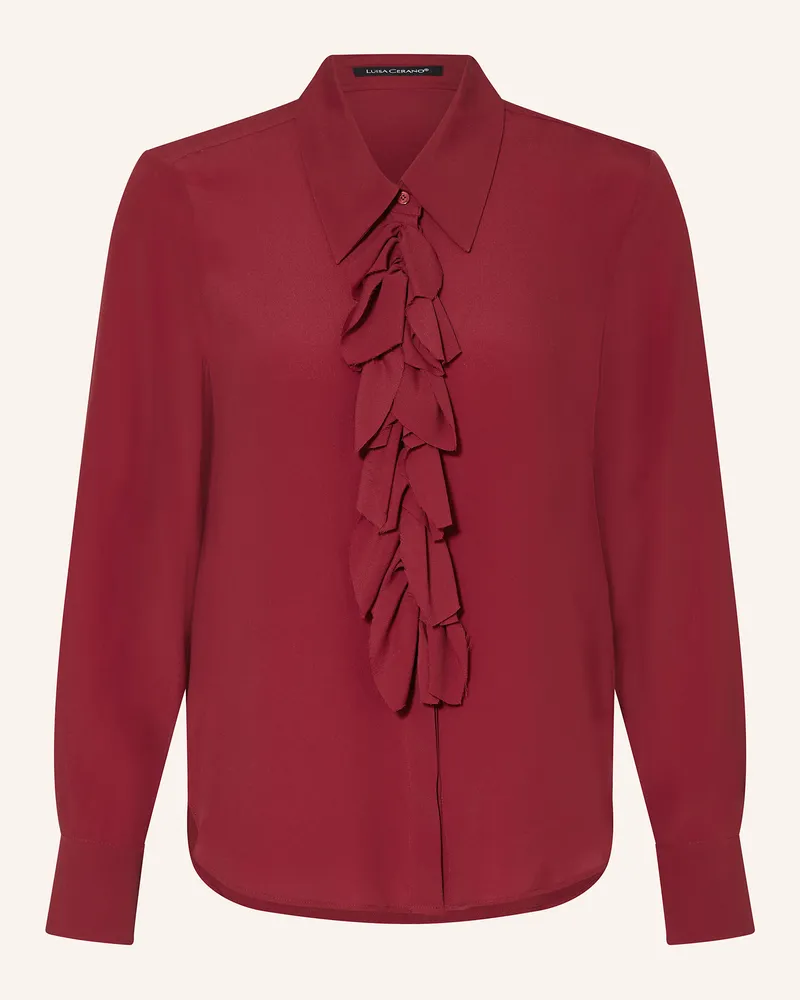 Luisa Cerano Hemdbluse mit Seide und Rüschen Dunkelrot